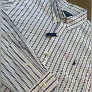 Polo Ralph Lauren LONG SLEEVE SPORT Blue Striped SHIRT Size XL